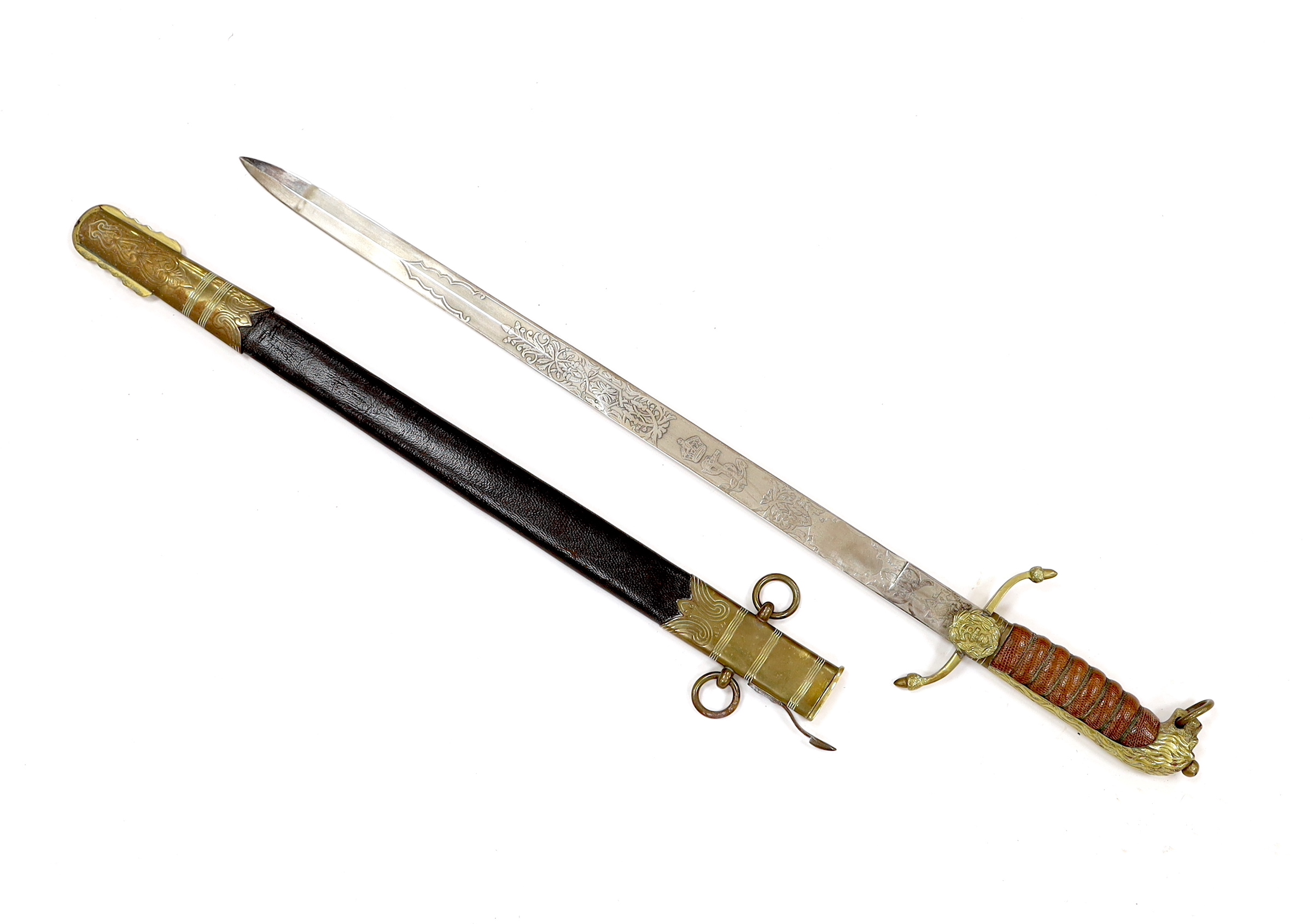 A Royal Navy Officer's naval dirk, maker Manton & Co. blade 46.5cm